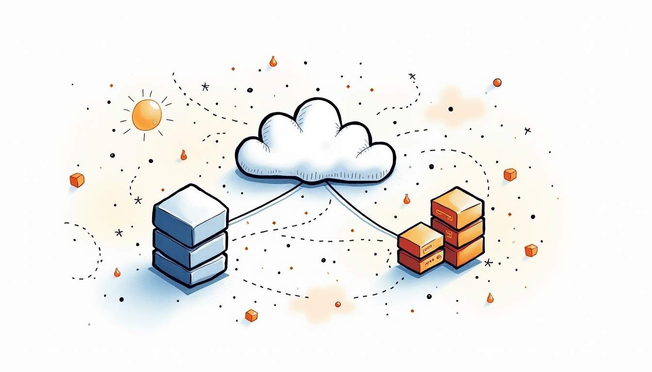 An abstract representation of interconnected aws services
