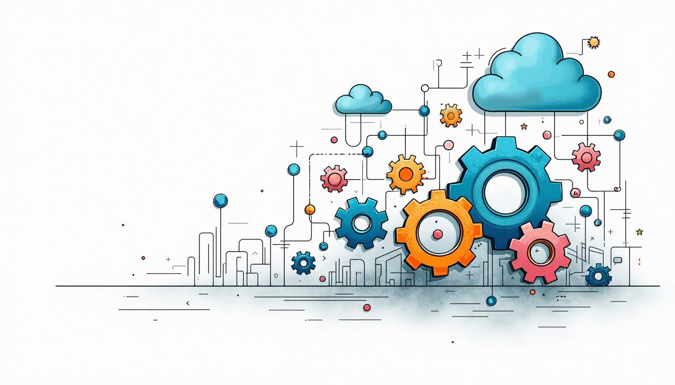 An abstract representation of a modern tech landscape